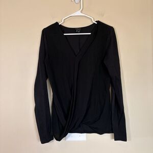 Theory Dariya Sulla Mixed‎ Media Faux Wrap Silk Blouse Women Size Medium Black